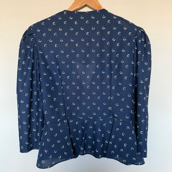 Just Ducky Womens Top 12 Blue Made in USA Shoulder Pads Secretary Teacher Office - Picture 6 of 6